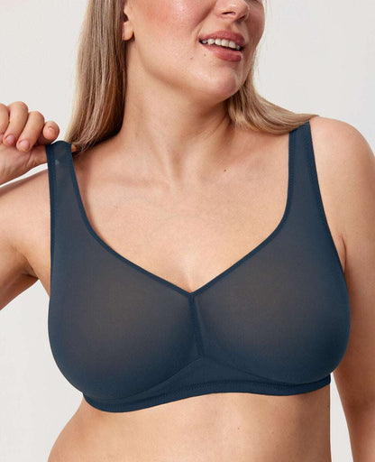 Cosnufy Sheer Mesh Wireless Full Coverage Unlined Bra