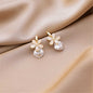 Cat's Eye & Goldtone Floral Huggie Earrings