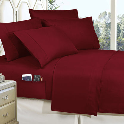 Elegant Comfort 8-Piece Lodge Plaid and Patch Reversible Comforter Set - Includes 4-Piece Sheet Set with Double Sided Storage Pockets