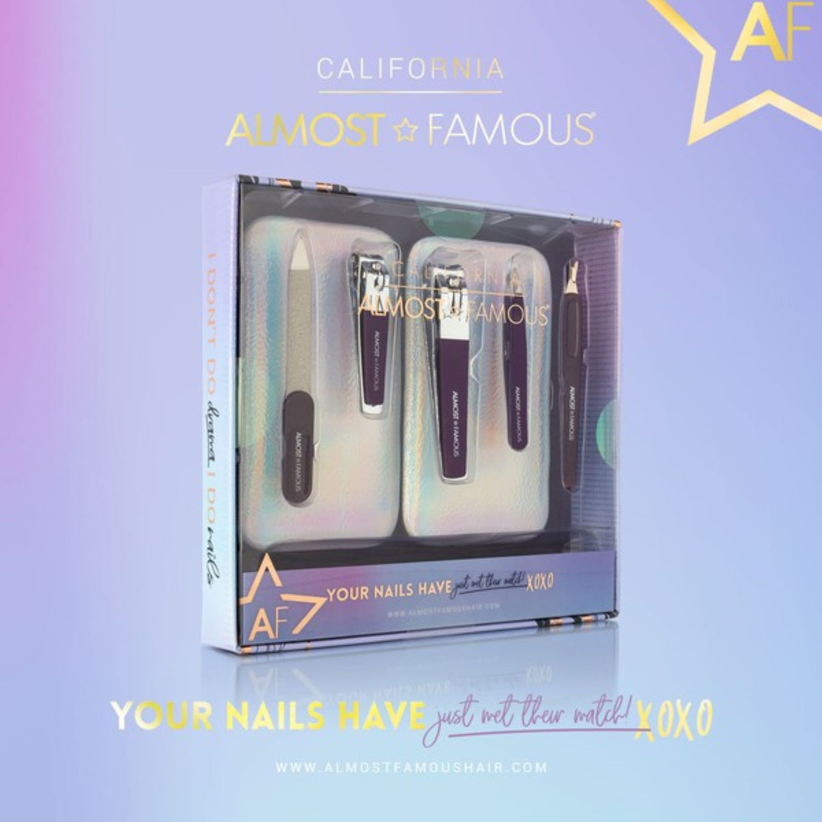 Almost Famous 5pc Manicure Kit w/ Holographic Travel Case