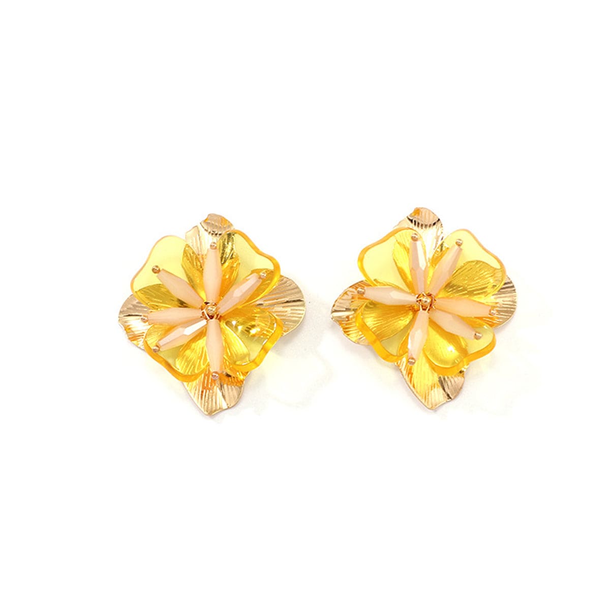 Acrylic & Goldtone Flower Stud Earrings
