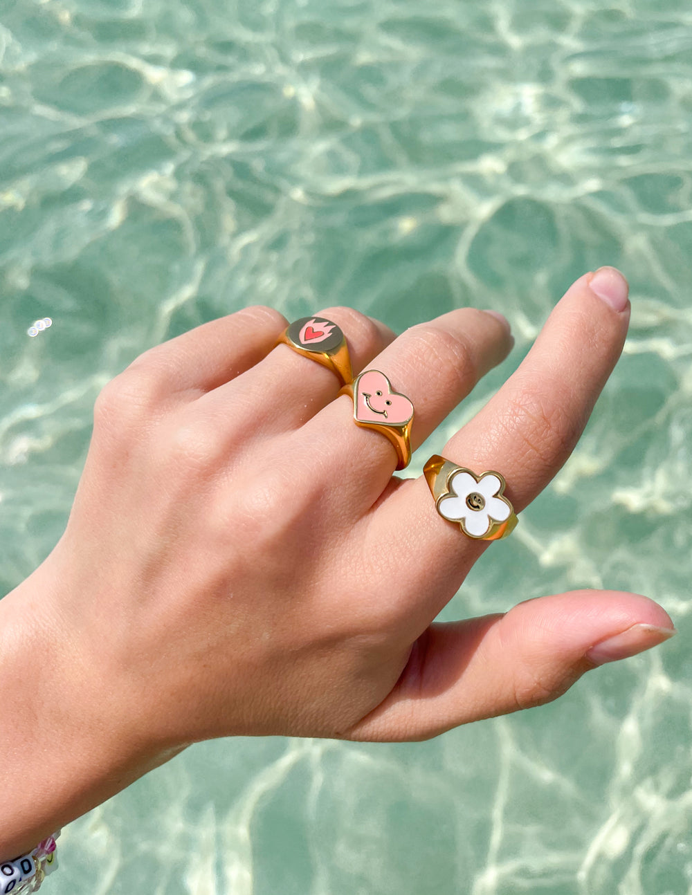 Elevated Faith Pink Enamel Smiley Heart Ring