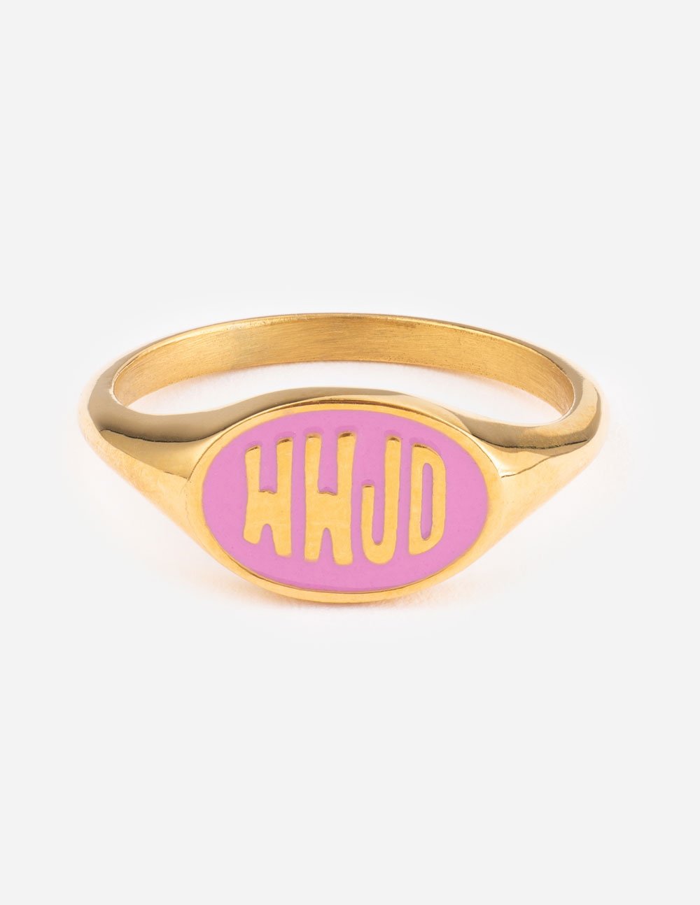 Elevated Faith Pink Enamel WWJD Ring
