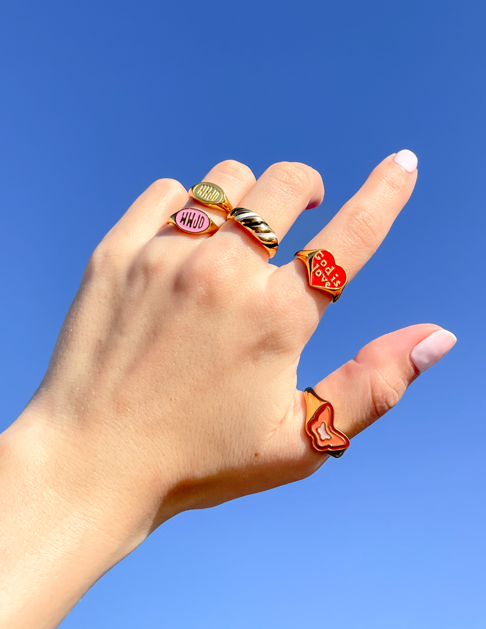 Elevated Faith Pink Enamel WWJD Ring
