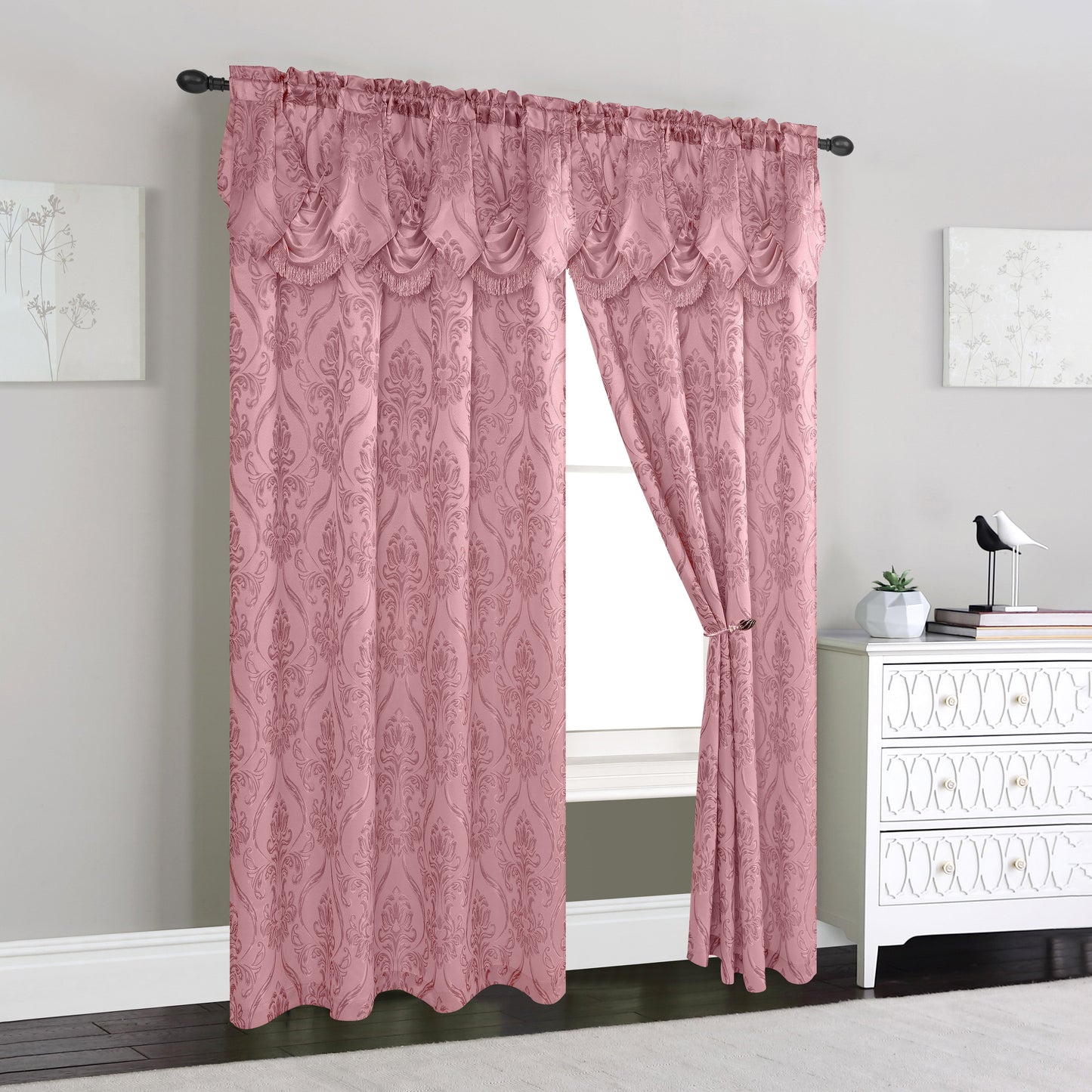 Elegant Comfort Set of 2 Penelope Jacquard Look Curtain Panels - 54" W x 84" L
