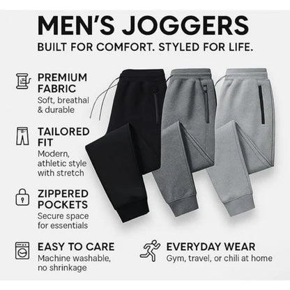 BenBen Mens 3 Pack Ultra Soft Fleece Zipper Pocket Jogger