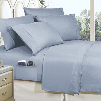 Elegant Comfort 8-Piece Lodge Plaid and Patch Reversible Comforter Set - Includes 4-Piece Sheet Set with Double Sided Storage Pockets