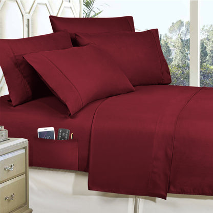 Elegant Comfort 8-Piece Lodge Plaid and Patch Reversible Comforter Set - Includes 4-Piece Sheet Set with Double Sided Storage Pockets