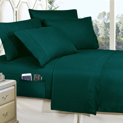 Elegant Comfort 8-Piece Lodge Plaid and Patch Reversible Comforter Set - Includes 4-Piece Sheet Set with Double Sided Storage Pockets