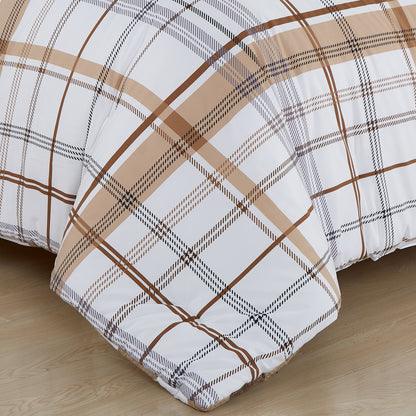 Elegant Comfort 8-Piece Lodge Plaid and Patch Reversible Comforter Set - Includes 4-Piece Sheet Set with Double Sided Storage Pockets
