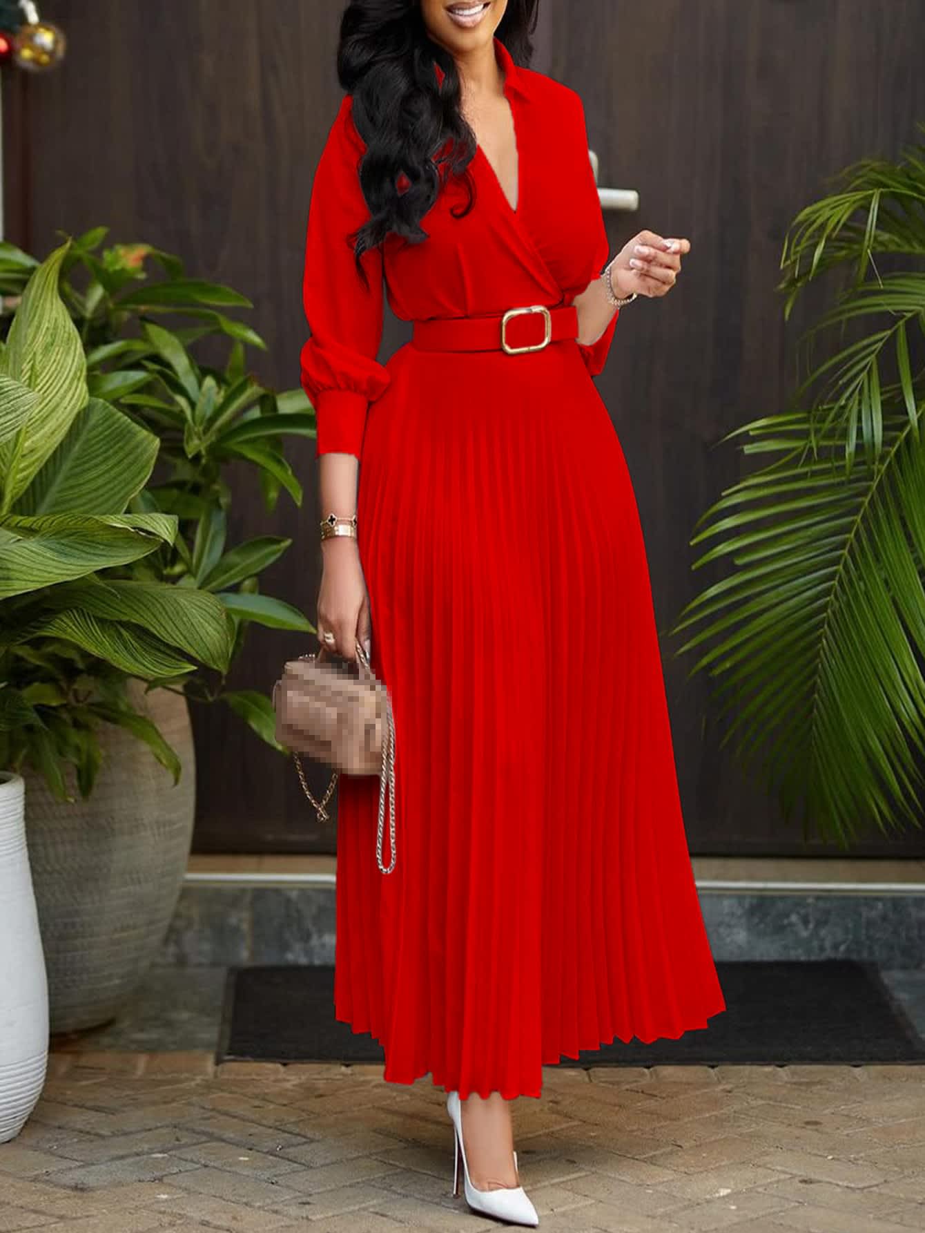 Chic YC Women's 3/4 Sleeve Flared A Line Dress