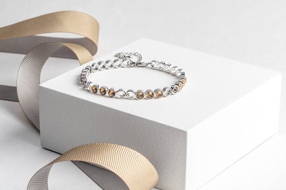 Adjustable Circular Linked Bracelet with Swarovski Crystals