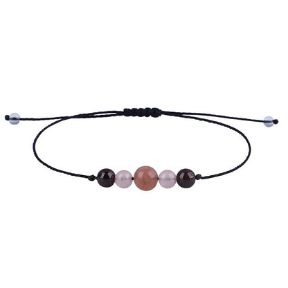 Black & Pink Quartz Beaded Adjustable Bracelet