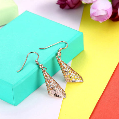 18k Rose Gold Plated Romantic Filigree Drop Earrings