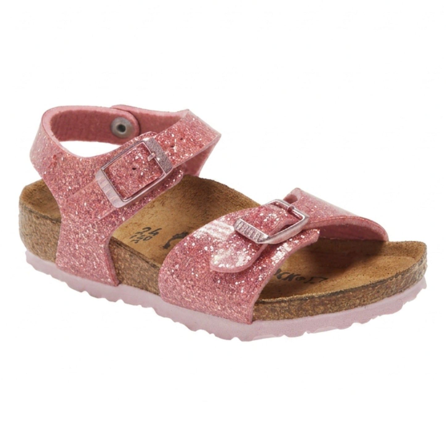 Birkenstock Rio Kids Plain Birko-Flor Leather Cosmic Sparkle Old Rose