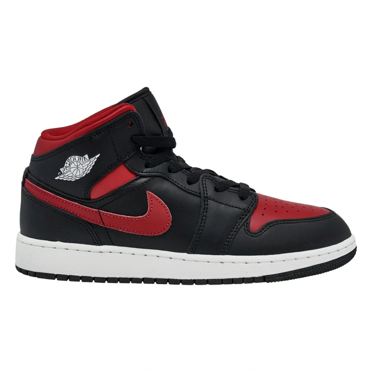Air Jordan Grade School Retro 1 Mid 'Black Summit White Varsity Red Gs' Sneakers
