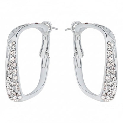 Clear Swarovski Crystal Earrings – Clear Swarovski Crystal Rectangular Hoop Earrings