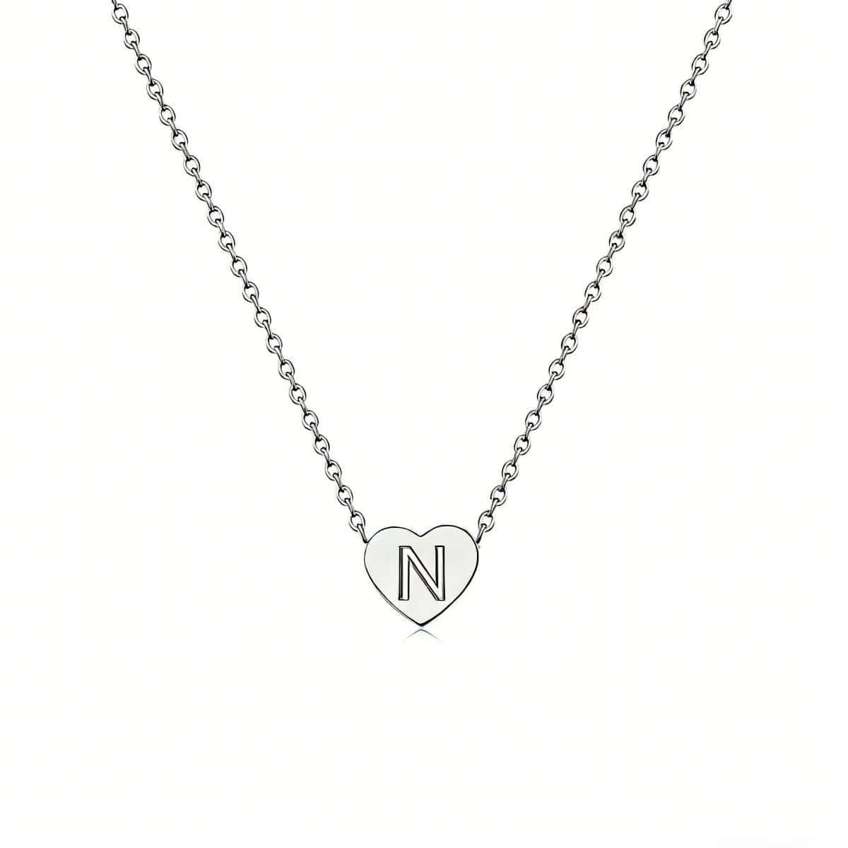 Dainty Initial Heart Necklace Personalized 26 Letters Available