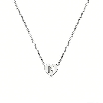 Dainty Initial Heart Necklace Personalized 26 Letters Available