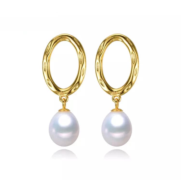 Cultured Pearl & 14k Gold-Plated Open Oval Drop Earrings