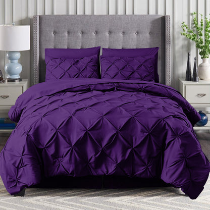 Elegant Comfort 8-Piece Pintuck Pinch Pleated Comforter Set - Includes 4-Piece Sheet Set with Double Sided Storage Pockets