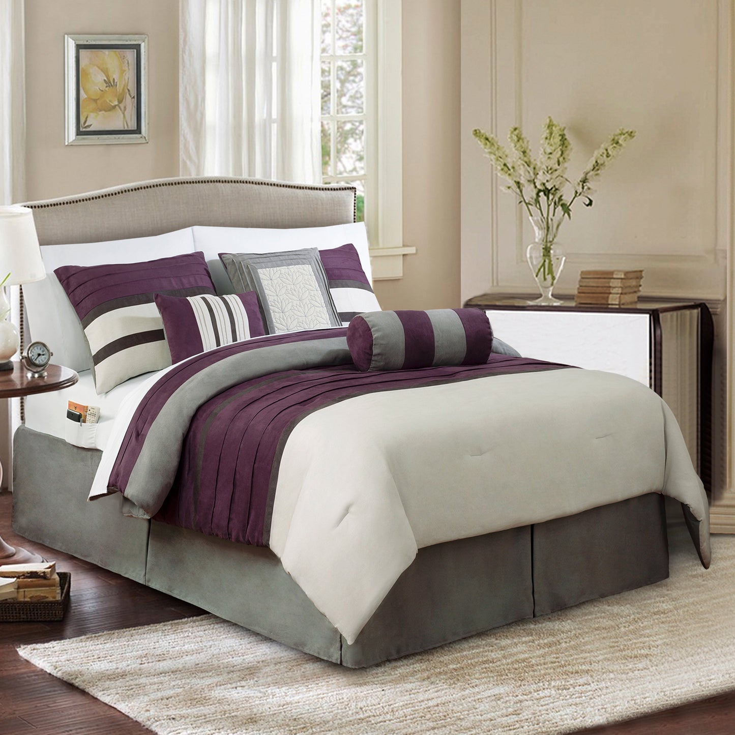 Elegant Comfort 12-Piece Cirena Micro suede Comforter Set, Includes 6-Piece Sheet Set with Double Sided Storage Pockets