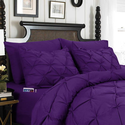 Elegant Comfort 8-Piece Pintuck Pinch Pleated Comforter Set - Includes 4-Piece Sheet Set with Double Sided Storage Pockets