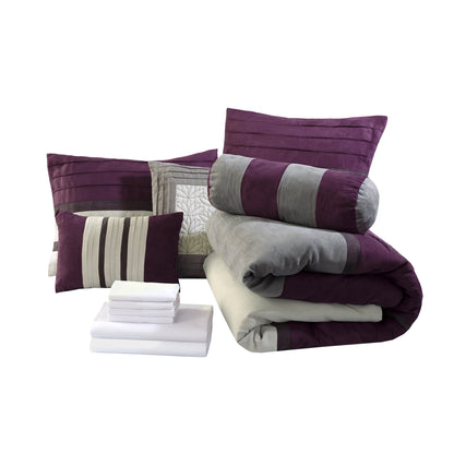 Elegant Comfort 12-Piece Cirena Micro suede Comforter Set, Includes 6-Piece Sheet Set with Double Sided Storage Pockets