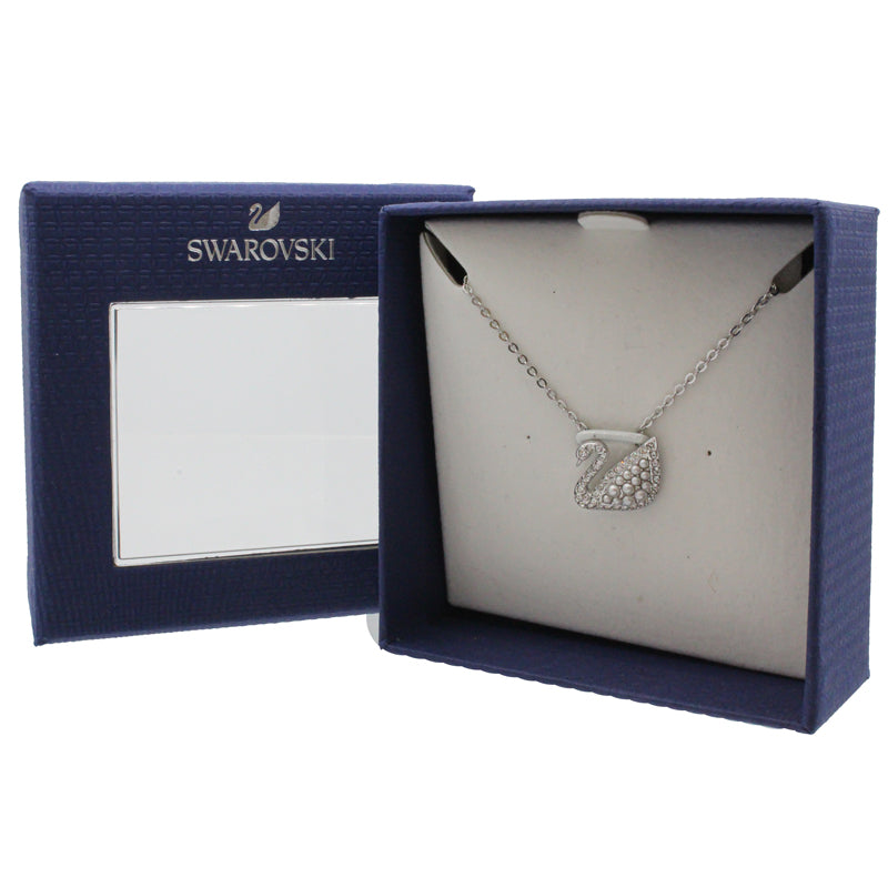 Swarovski Iconic Swan Crystal & Pearl Silver Necklace