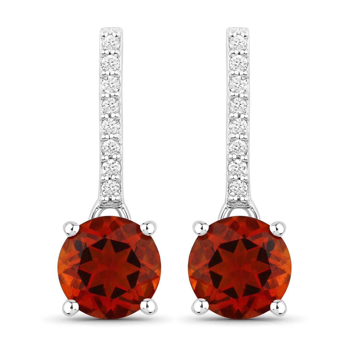 Genuine Madeira Citrine and Lab Diamond Silver Dangle Earrings