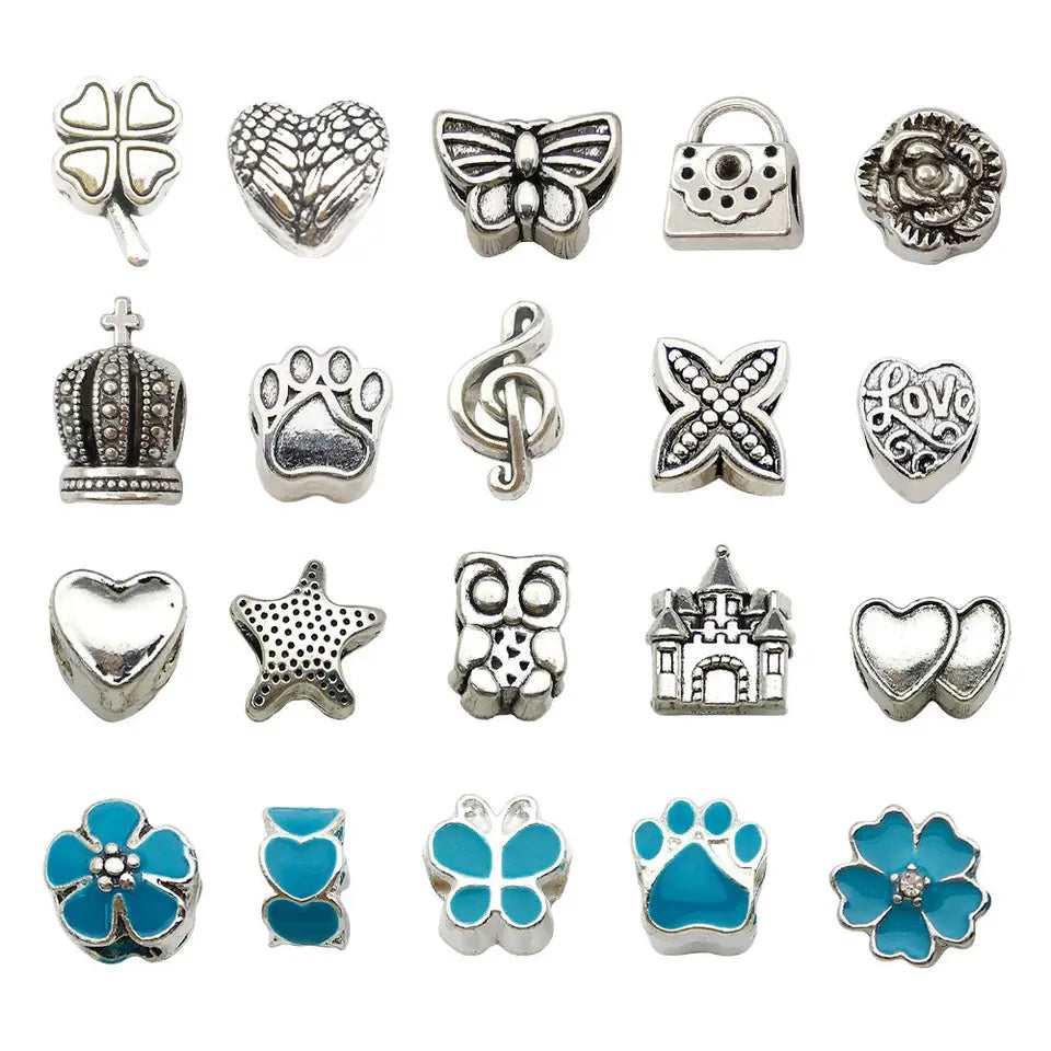 Blue 60-Piece Charm Bracelet Making Kit, Jewelry Charms, Snake Chains Bracelets, DIY Craft Set