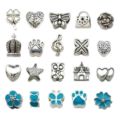 Blue 60-Piece Charm Bracelet Making Kit, Jewelry Charms, Snake Chains Bracelets, DIY Craft Set