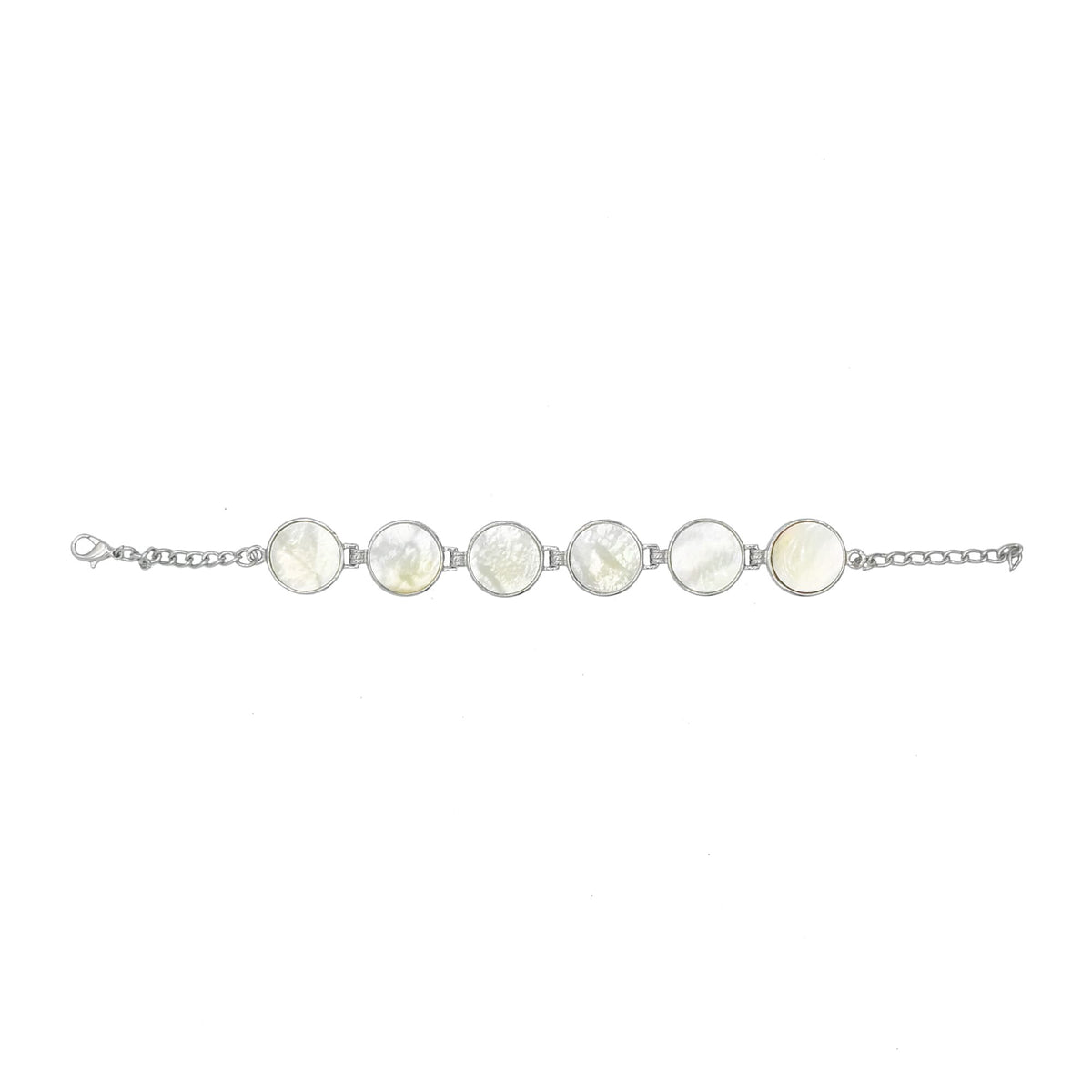 Freshwater Shell Silvertone Link Bracelet