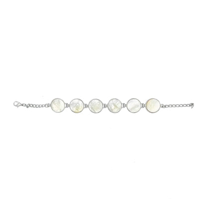 Freshwater Shell Silvertone Link Bracelet