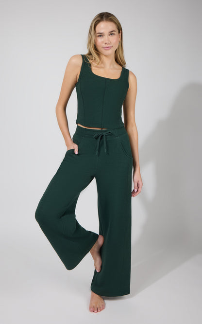 90 Degree by Reflex Terry Corset Tank & Fleece Wide Leg Pant Set