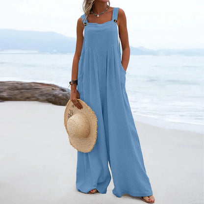 Casual Sleeveless Wide Leg Jumpsuit for Women