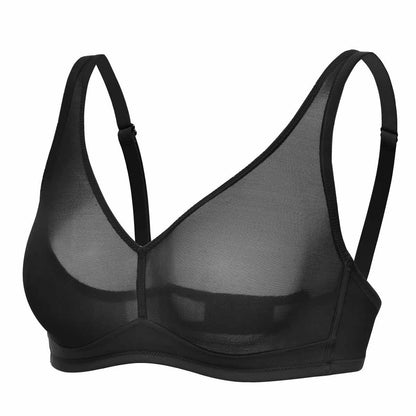 Cosnufy Sheer Mesh Wireless Full Coverage Unlined Bra