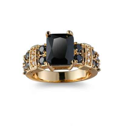 Black Crystal & Cubic Zirconia Goldtone Multi-Row Radiant-Cut Ring