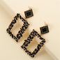 Black Crystal & Goldtone Open-Rectangle Drop Earrings