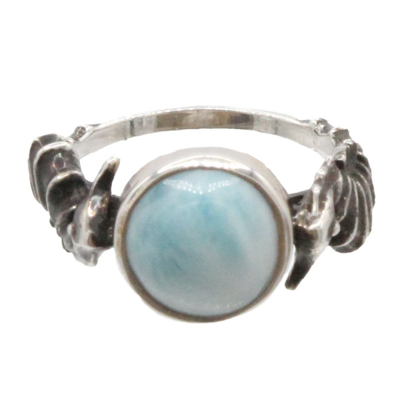Larimar Stone Sterling Silver Seahorse Ring Size 7 By Marahlago