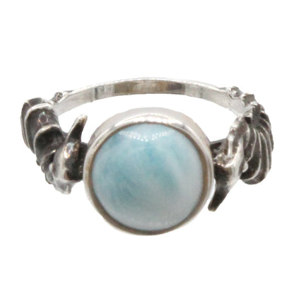 Larimar Stone Sterling Silver Seahorse Ring Size 7 By Marahlago
