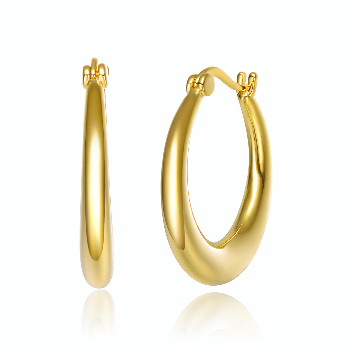 14K Gold Plated Large Hoop Earrings