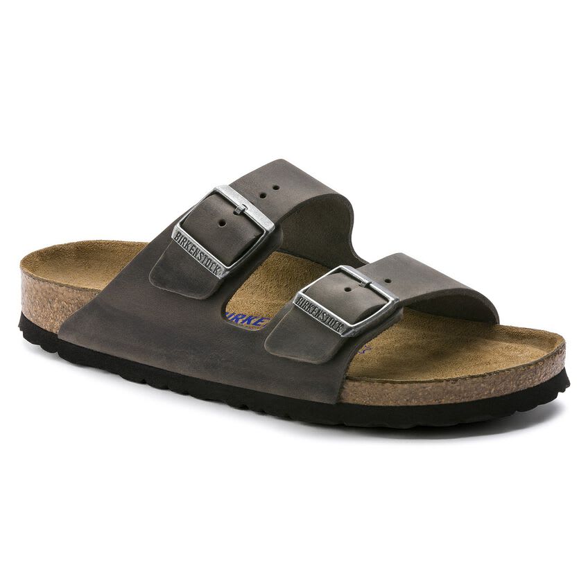 Birkenstock Arizona Soft Footbed Oiled Leather Iron Sandals