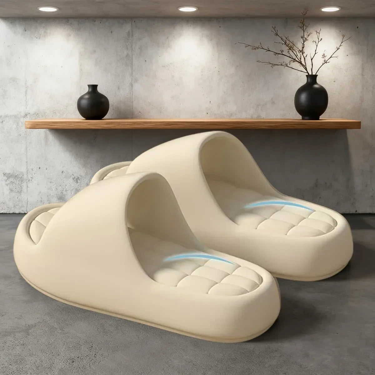 Cushioned Grid Insole House Slippers