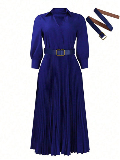 Chic YC Women's 3/4 Sleeve Flared A Line Dress