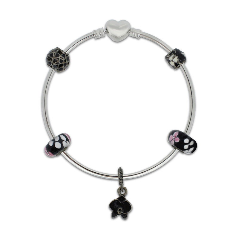 Charm Bangle Black Flowers Khloelle LM0070979