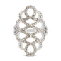 Covet Rhodium Plated Cubic Zirconia Pave Swirl Silver Ring - Size K