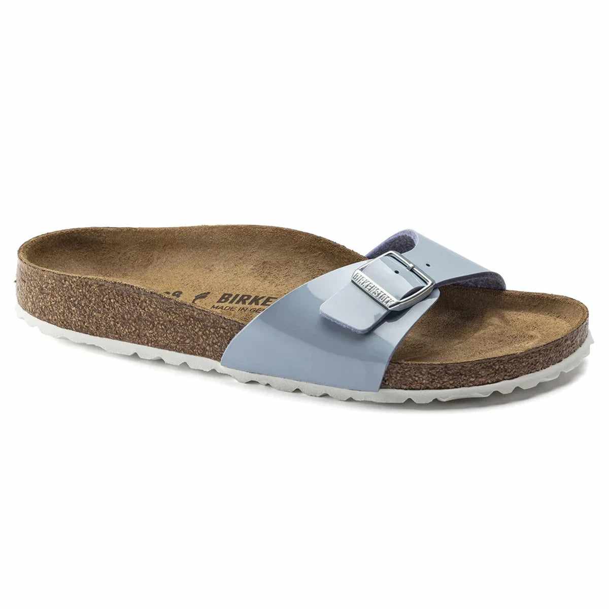 Birkenstock Madrid Birko-Flor Patent Dove Blue Sandals