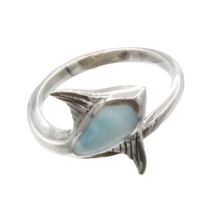 Larimar Stone Sterling Silver Stingray Ring Size 8 By Marahlago
