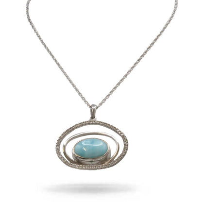 Eclipse Larimar Stone Sterling Silver Necklace By Marahlago